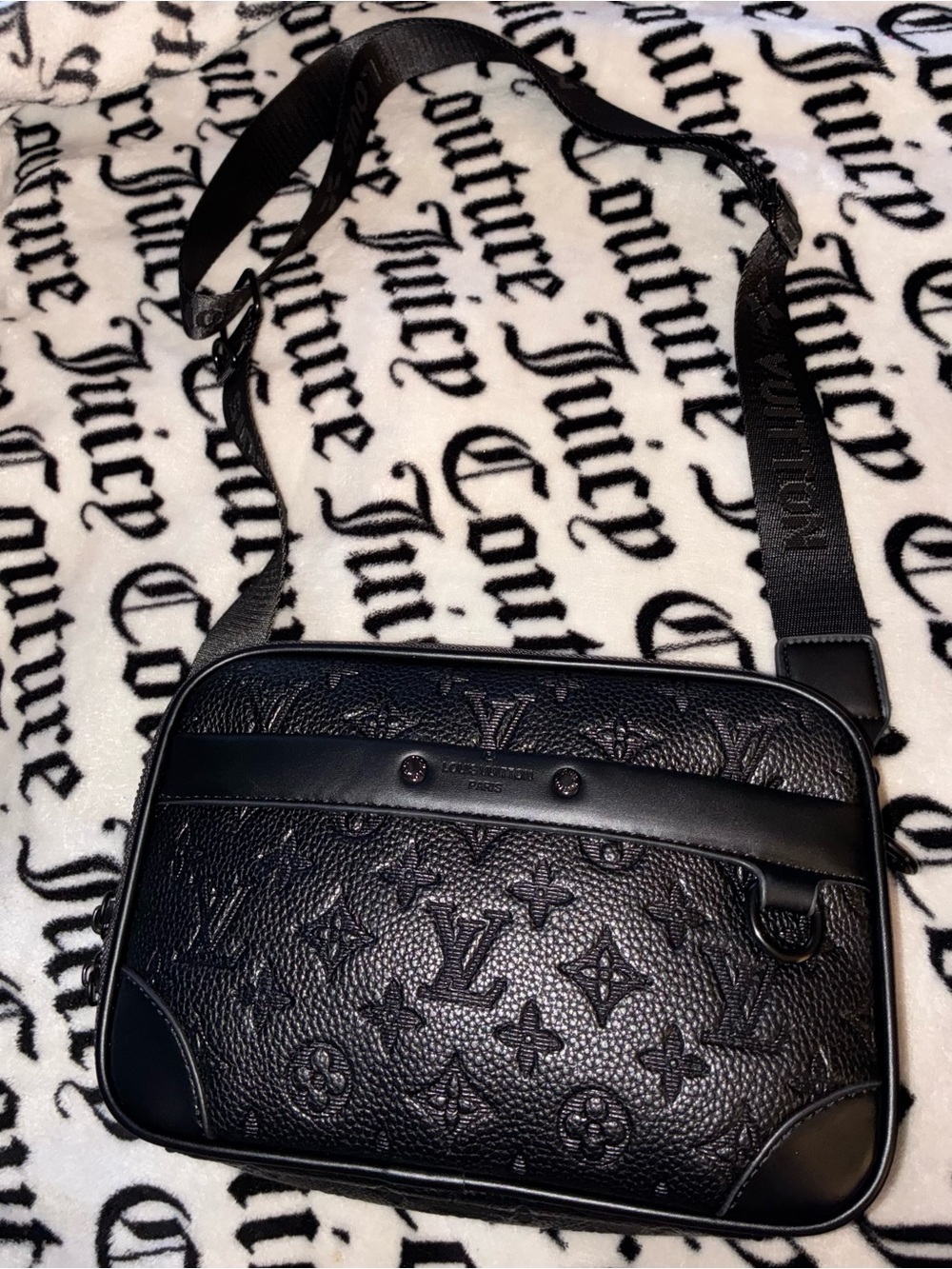 Louis Vuitton Black Embossed Monogram Messenger Bag